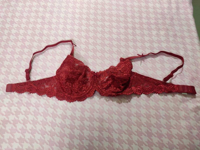Red Net Bra