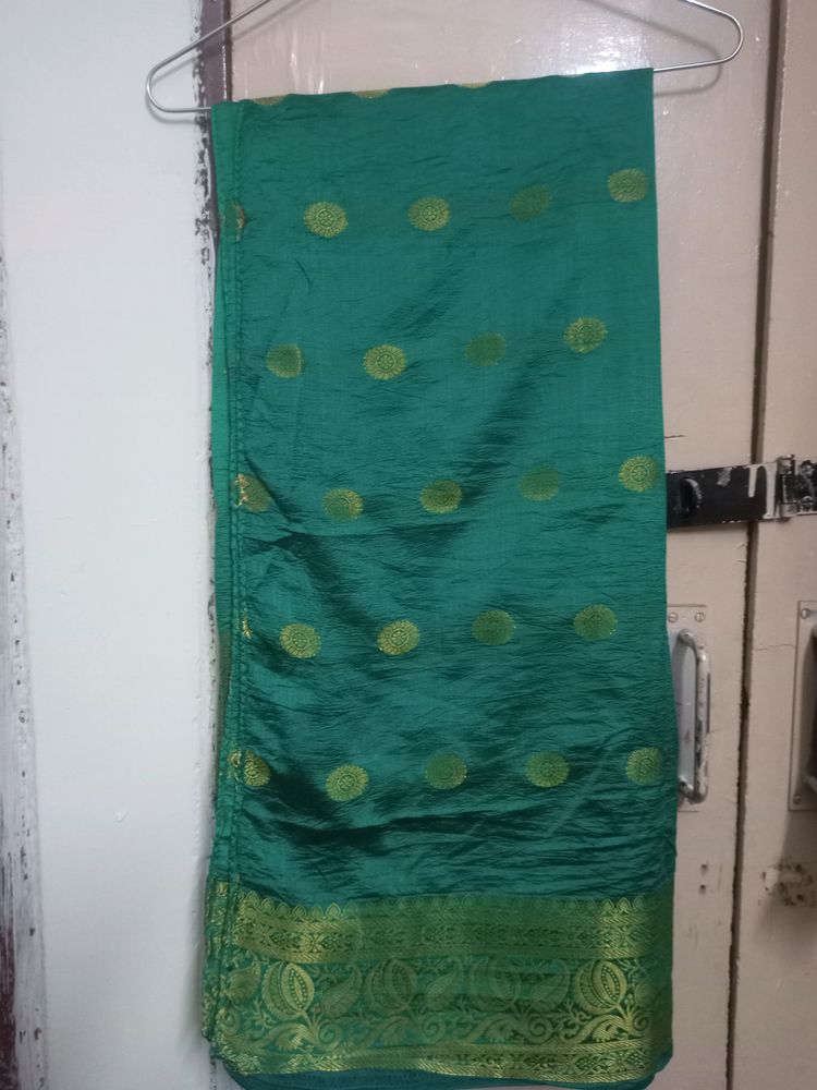 Sea Green Colour Silk Blend Woven Floral Print Pur