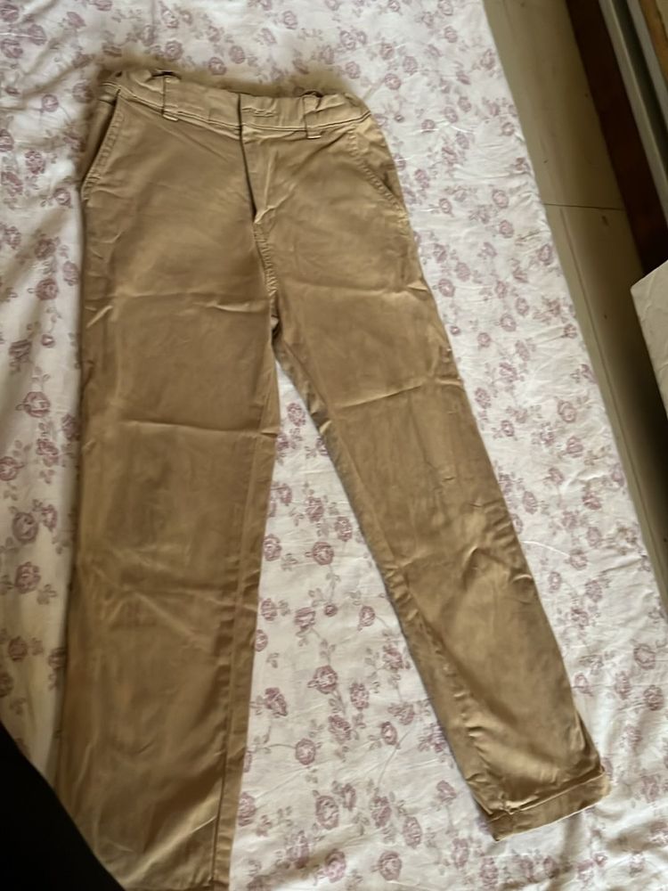 Khaki Straight Leg Pants