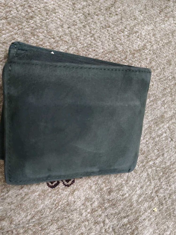 Dark Green Suede Bi-Fold Wallet