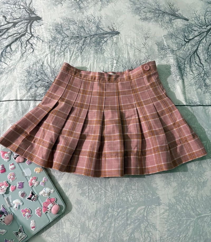 Cute Plaid Pleated Mini Skirt