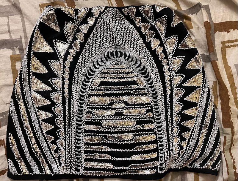 Beaded Black Mini Skirt