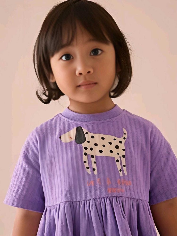 💜Cute Dog Print Purple Dress