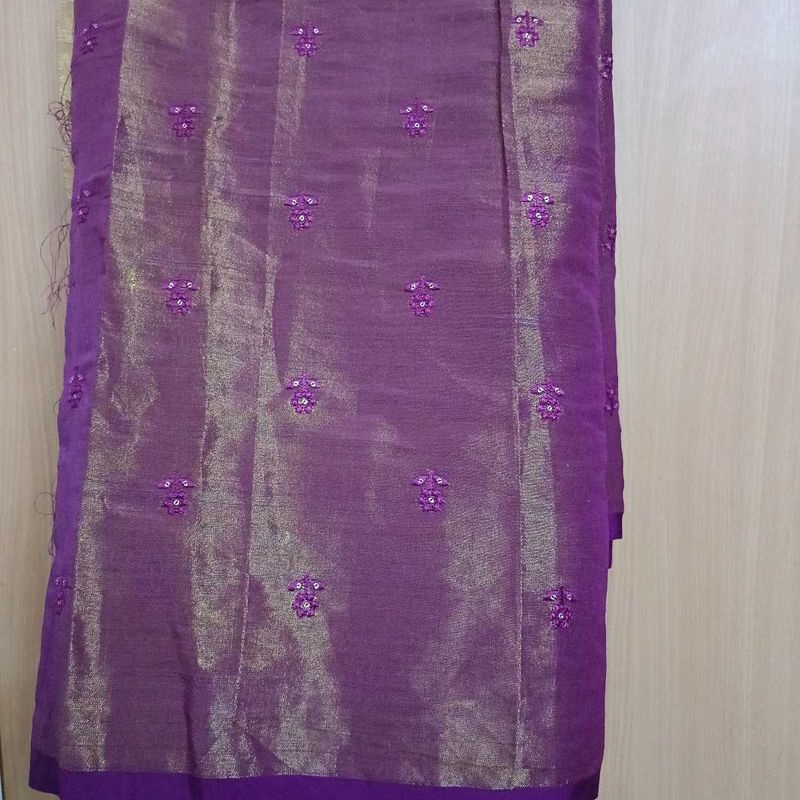 Elegant Purple Embroidered Saree