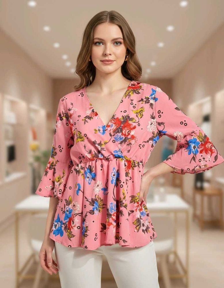 Floral Print V-Neck Top