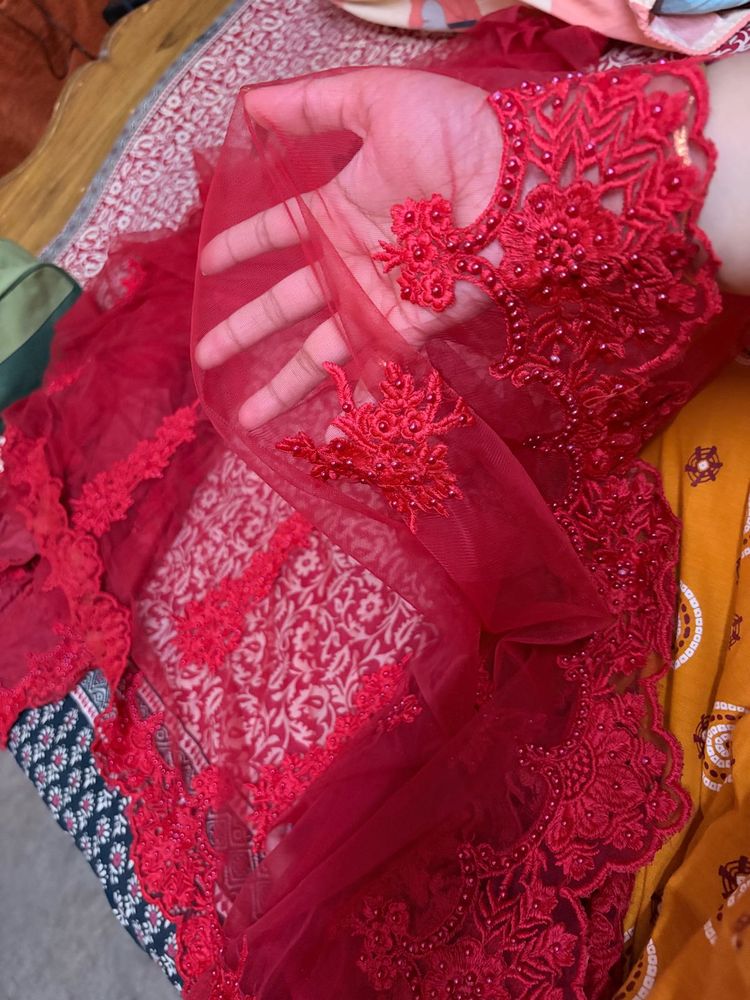 Beautiful Red Embellished Saree