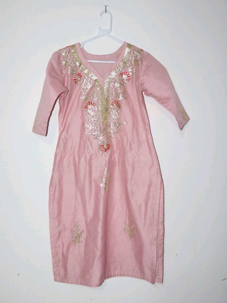 Elegant Pink Chanderi Kurta