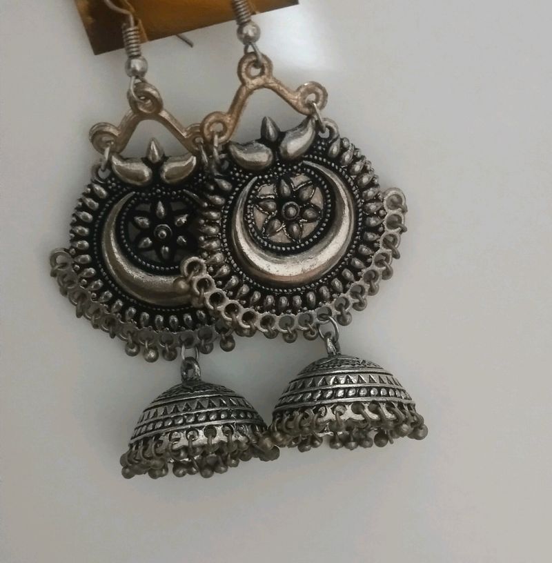 Silver Metal Earrings
