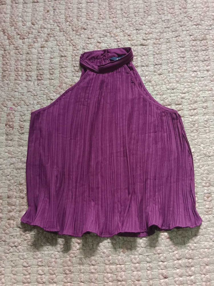 Plisse Halter Neck Top