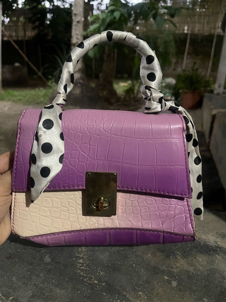 Chic Ombre Handbag with Scarf Detail