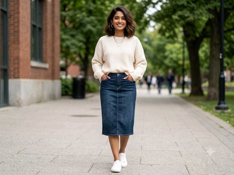 Stylish Denim Midi Skirt