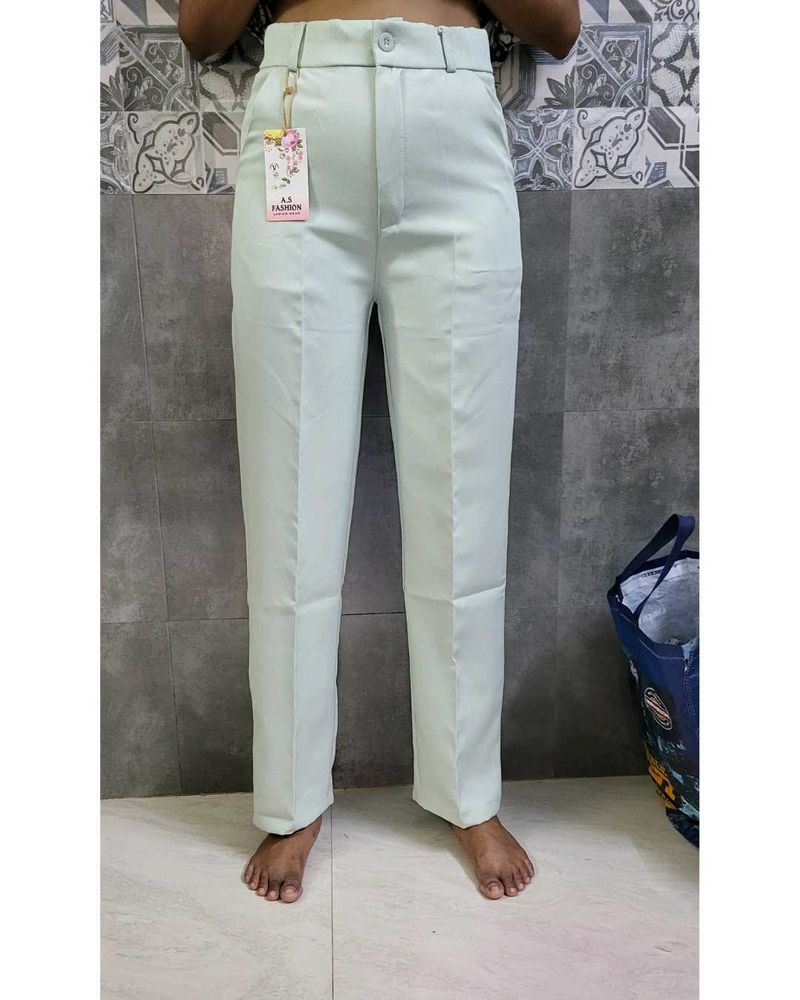Pale Green High-Waisted Pants