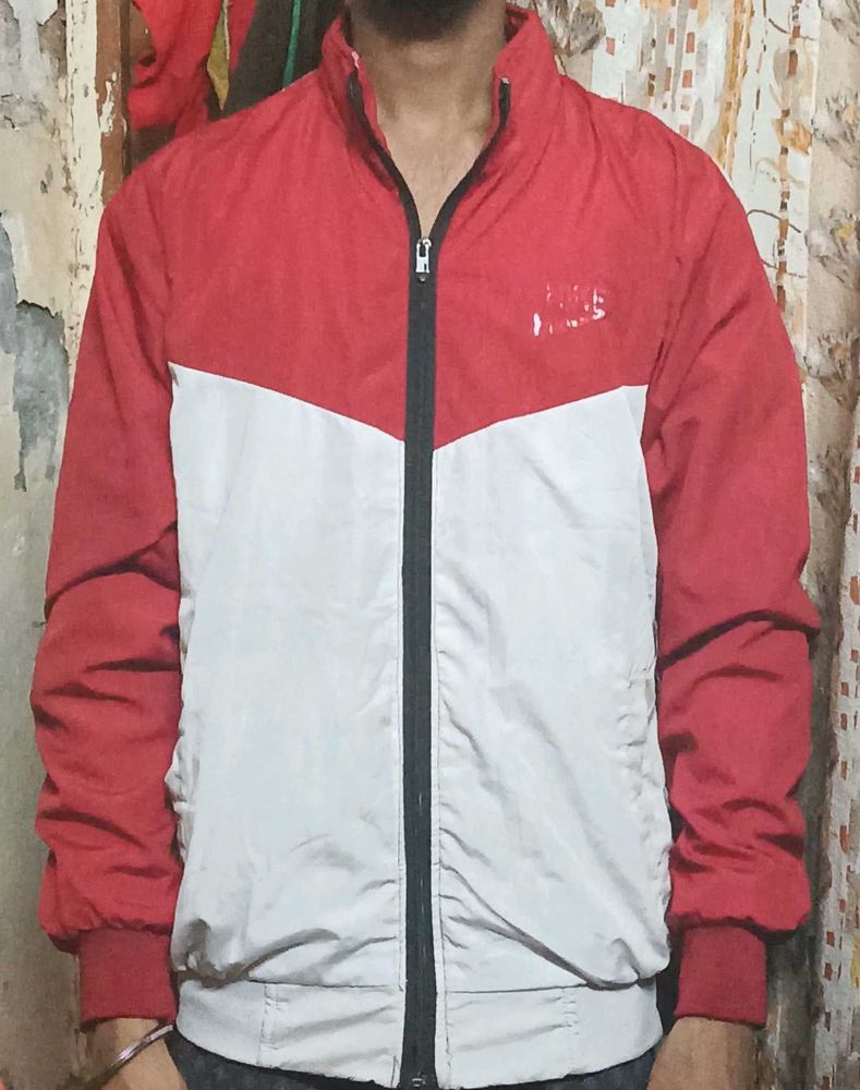 Men's Red &amp; Grey Colorblock Jacket