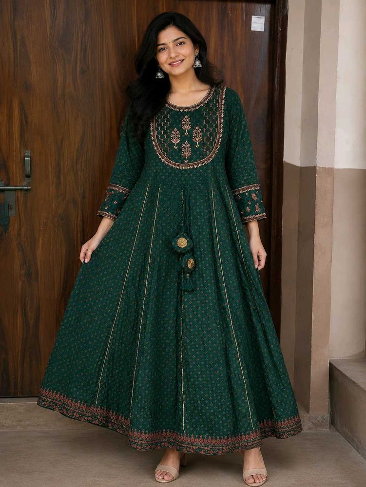long Green Anarkali kurti 💚