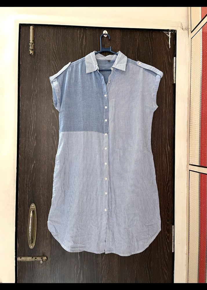 Blue Striped Shirt Dress