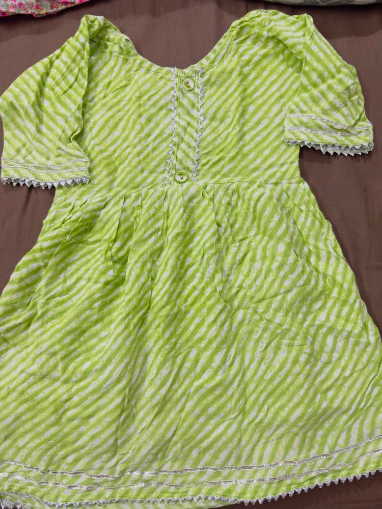 Lime Green Striped Kurta for 2-5 years