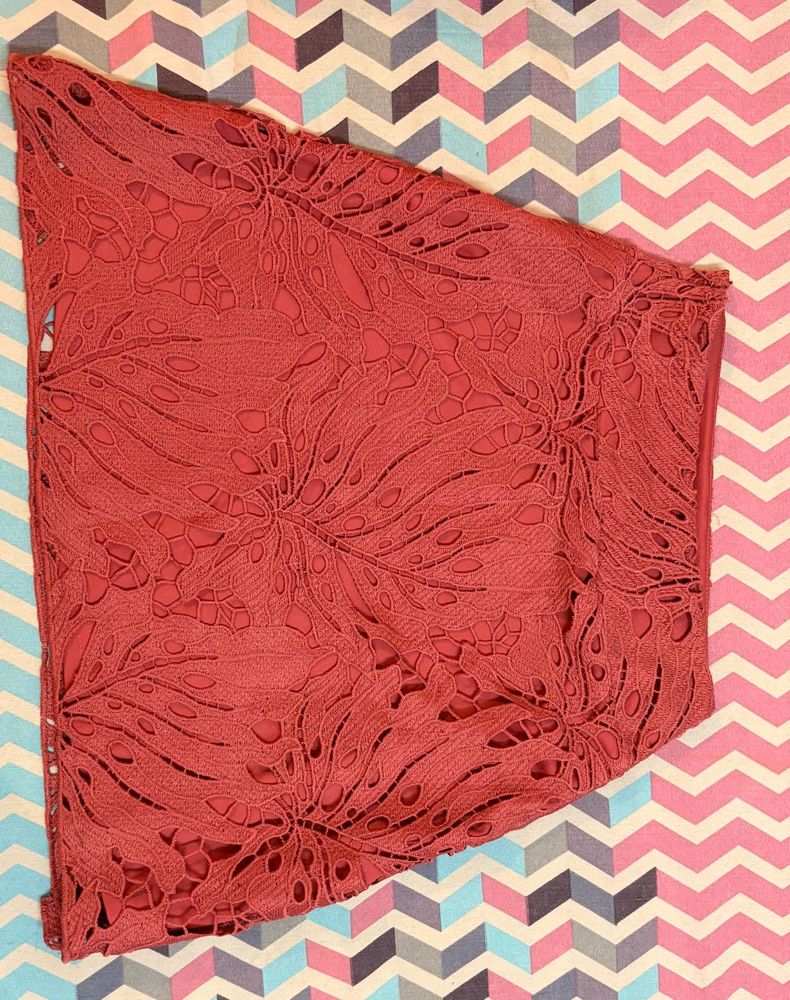 peach pink short skirt
