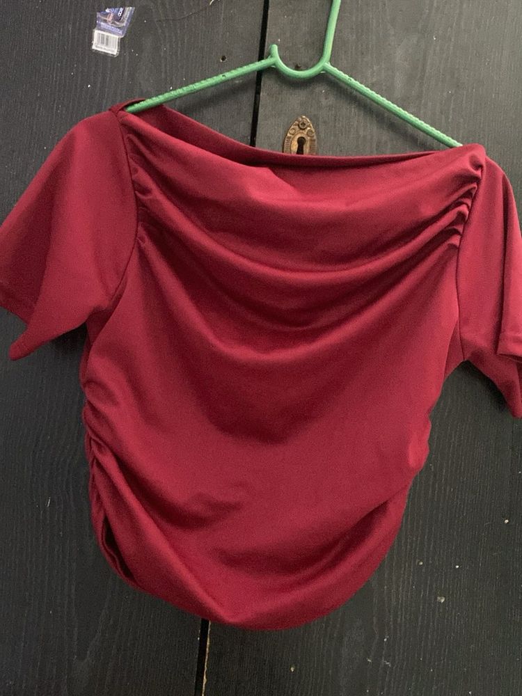 red off shoulder top for women