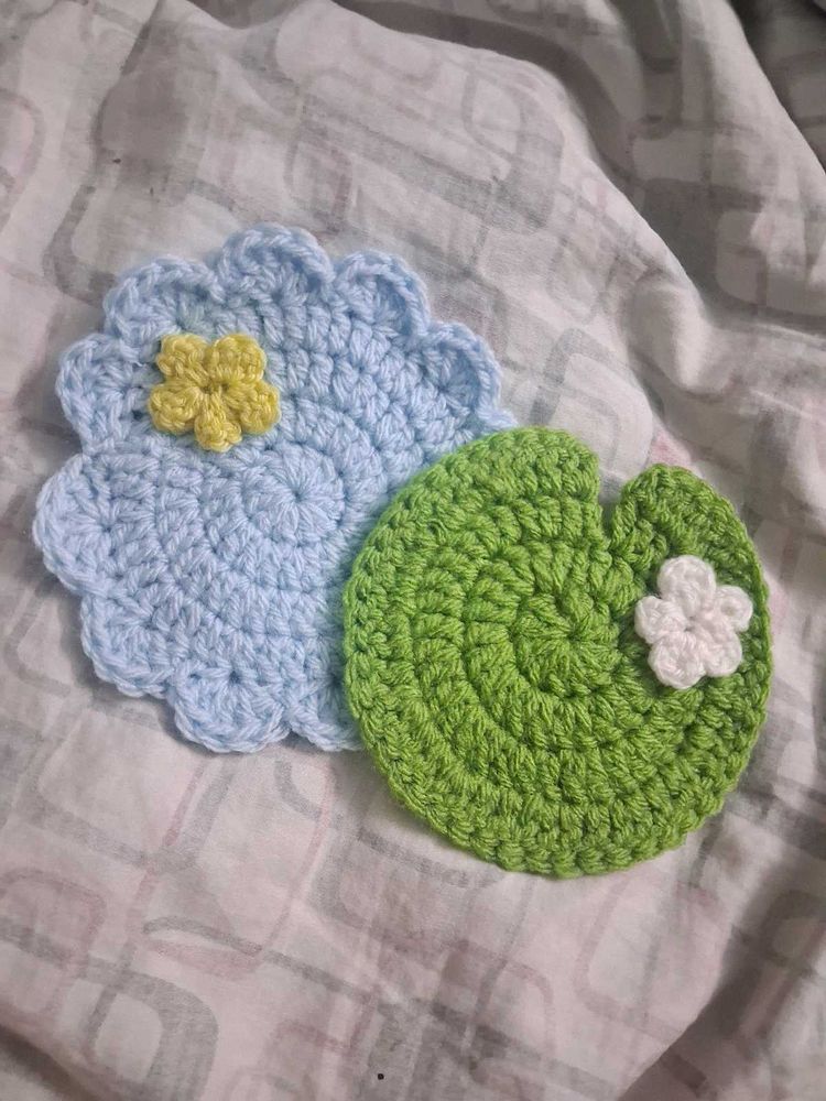 LilyPad and Pond Crochet Coasters
