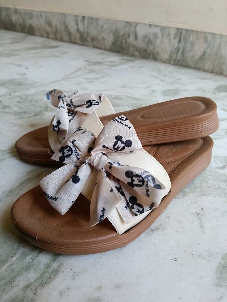 Cute Mickey Mouse Bow Slide Sandals