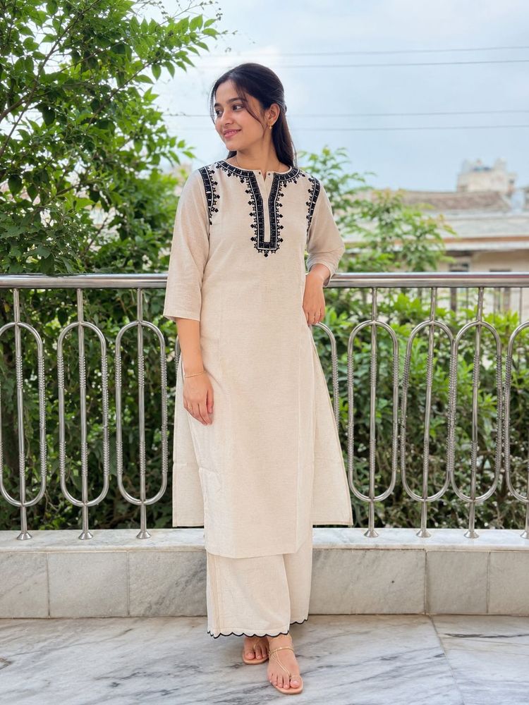 Elegant Linen Kurta Set
