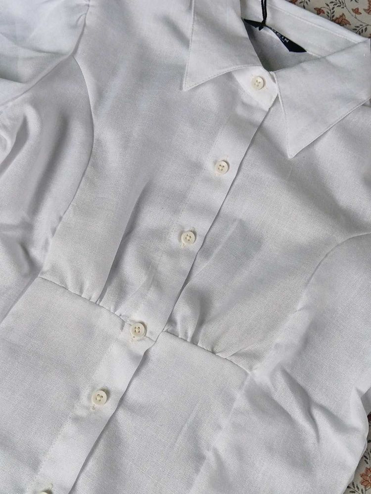 Chic White Puff Sleeve Shirt