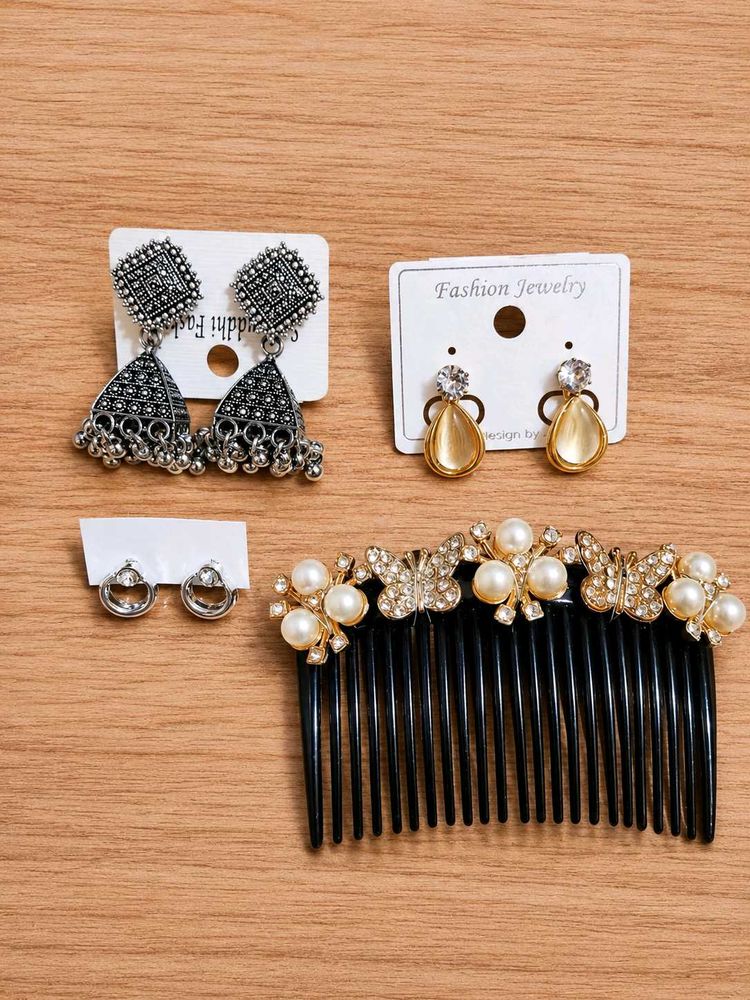 Chic Jewelry Set: Earrings &amp; Hair Comb