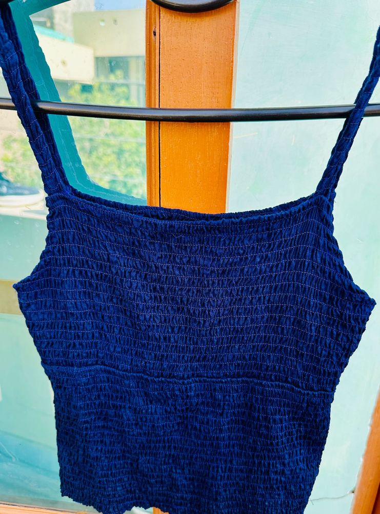 Navy blue fitted Crop Top