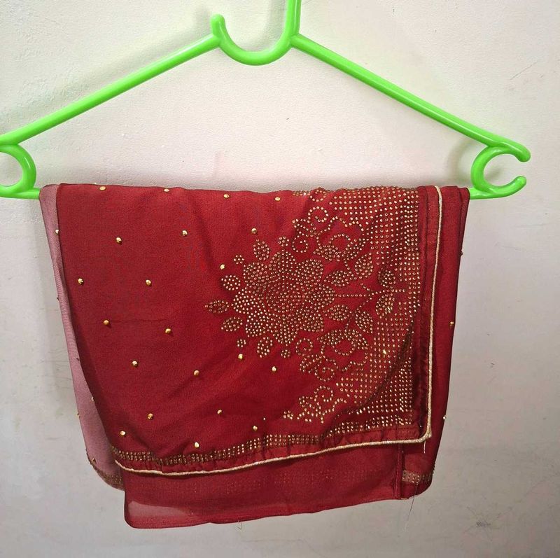 Rust orange double shade saree with blouse