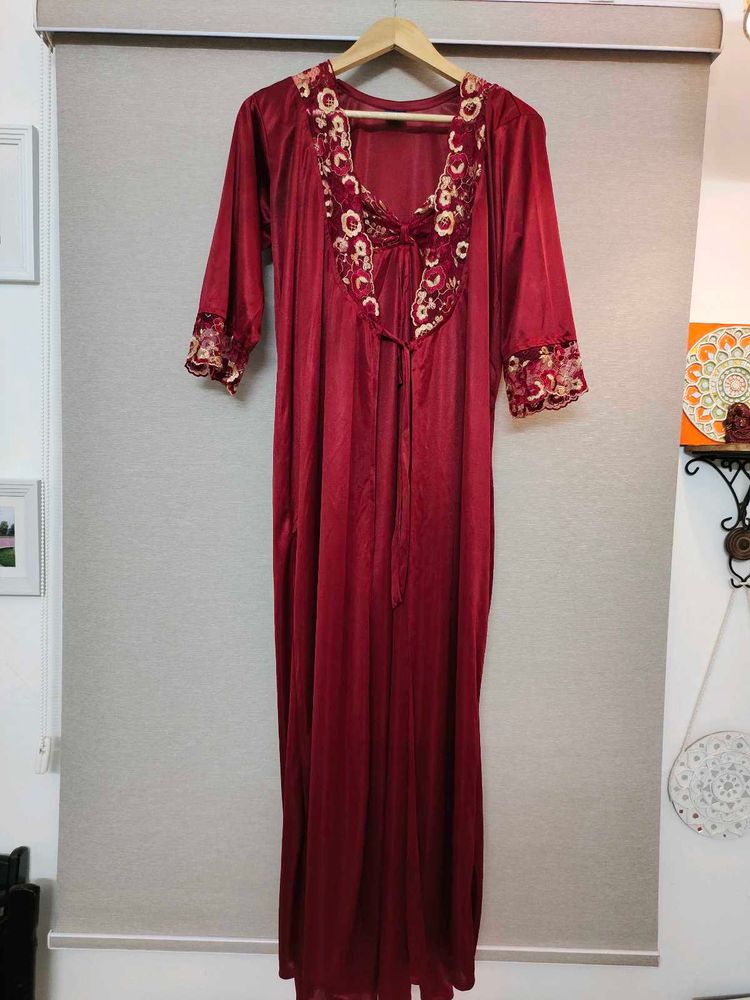 Silky Maroon Nightgown
