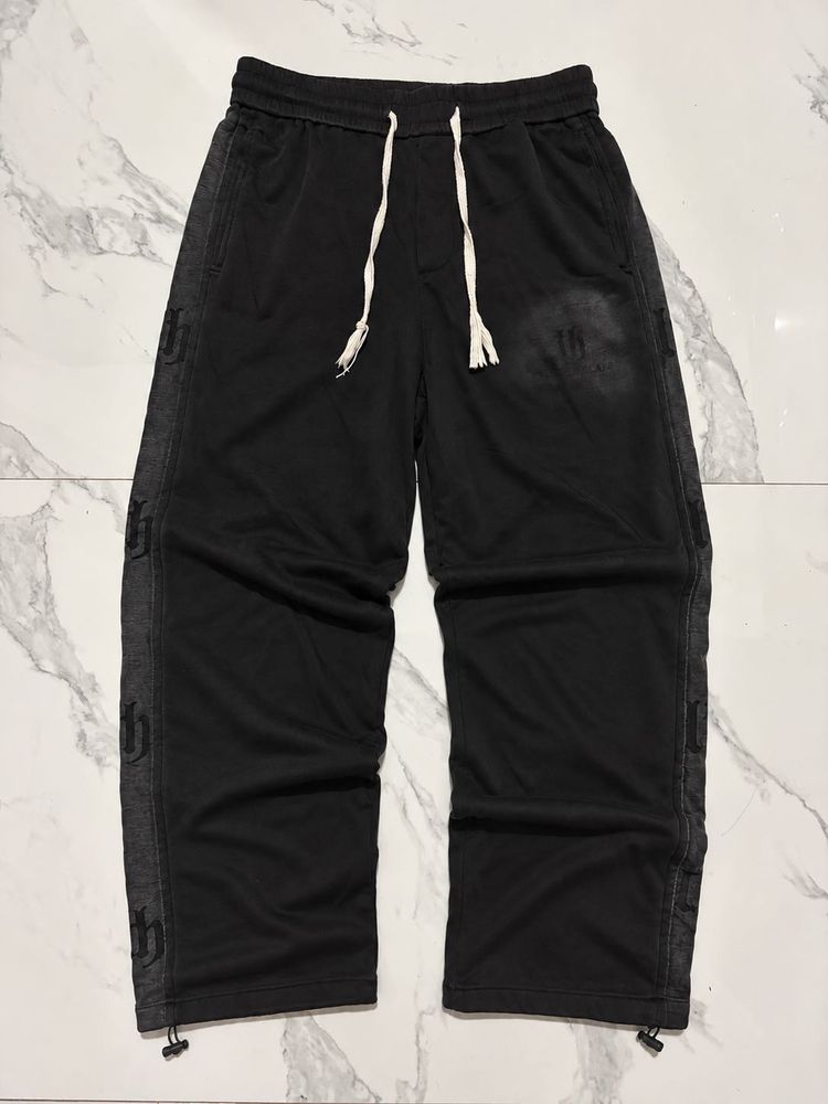 Men's Black Track Pants with side fade pattern
