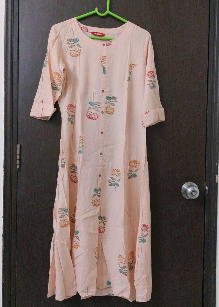 Peach Floral Print Kurta