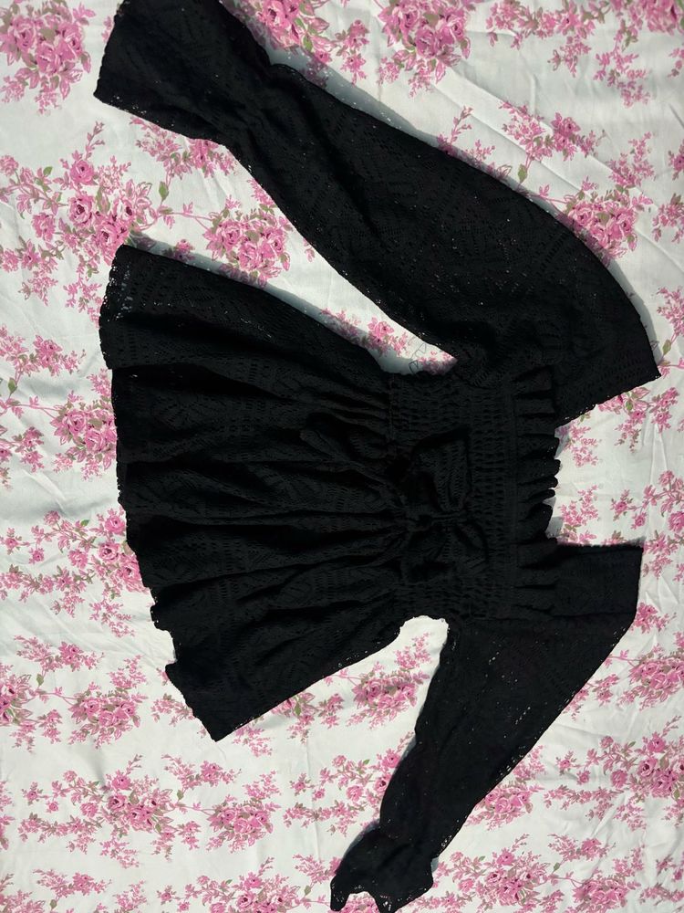 Chic Black Lace Off-Shoulder Top