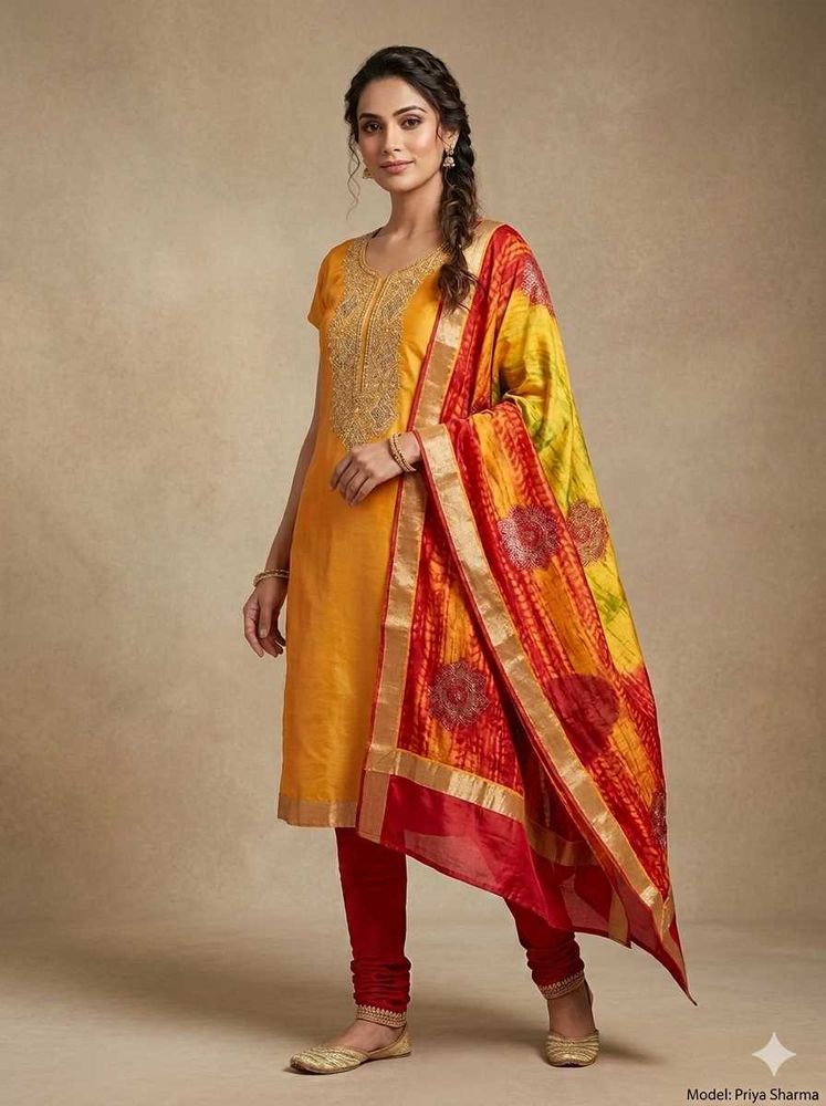 Orange Embroidered Kurta