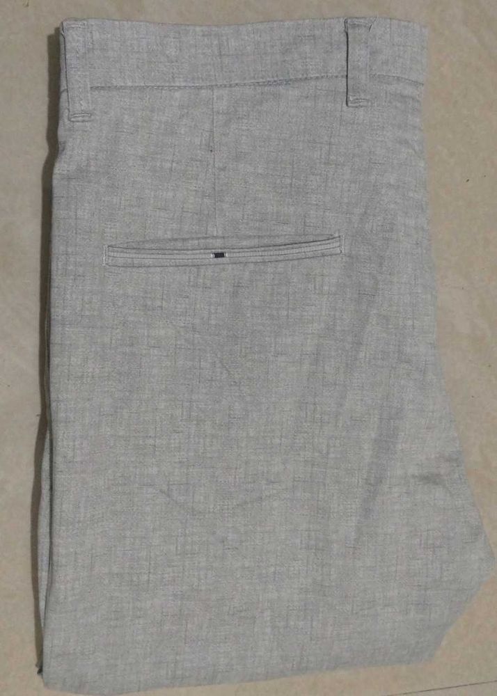 Men's Light Grey Textured Pants