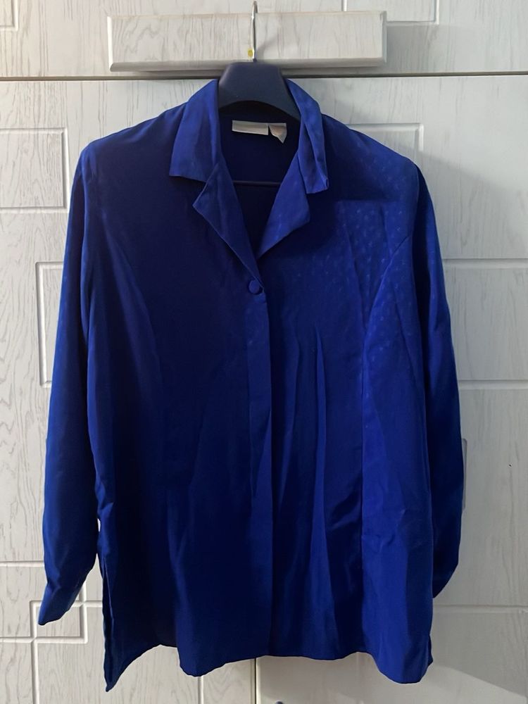 Royal Blue Button-Up Blouse