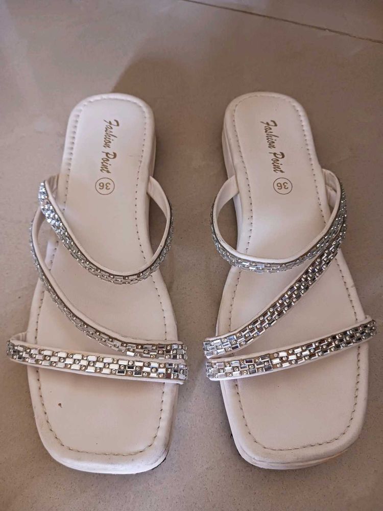 Sparkly Embellished Flat Sandals