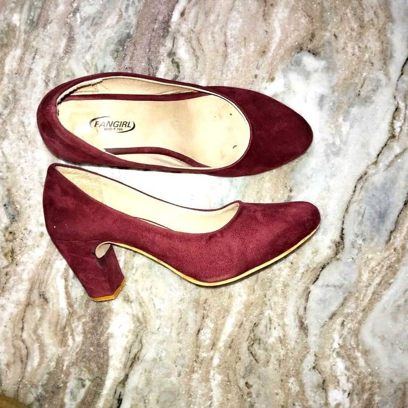Maroon Block Heels