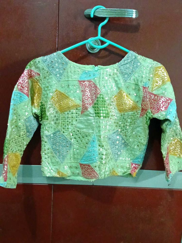 Embellished Geometric Print Blouse