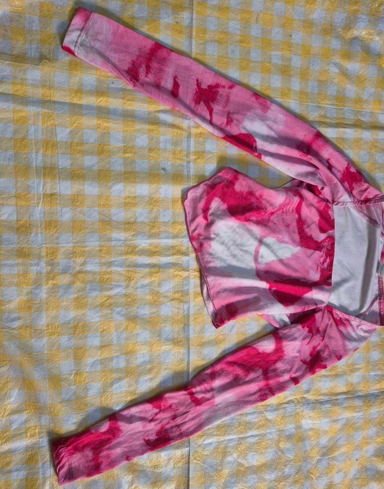 Pink Tie-Dye Long Sleeve Top