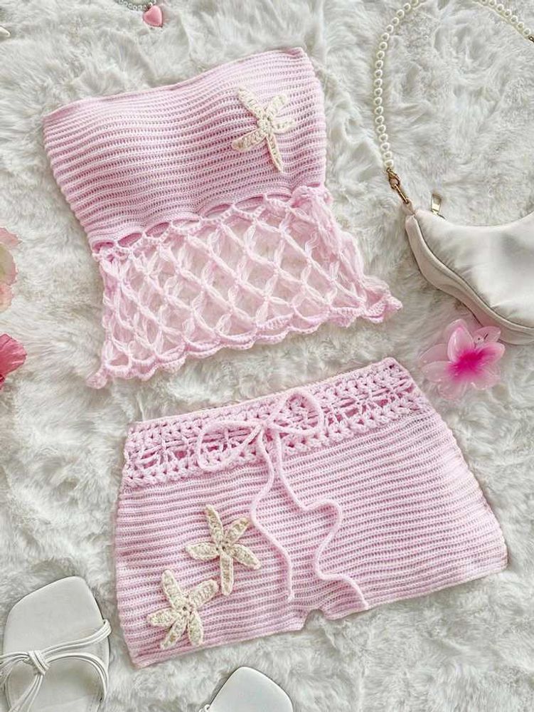 Crochet Top &amp; Shorts Set