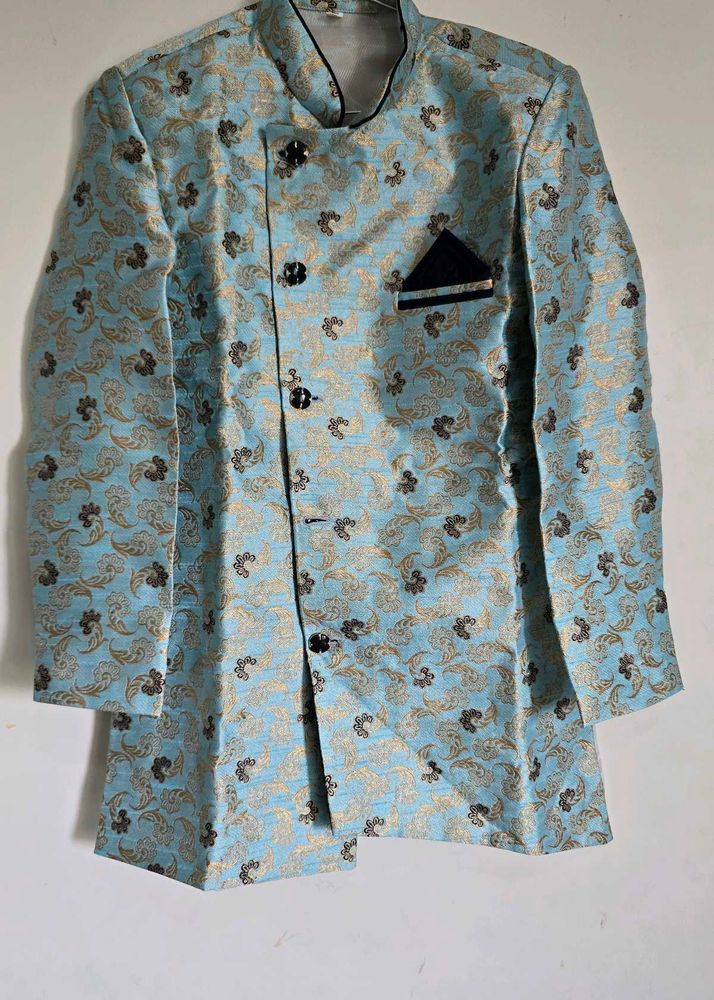 Boys' Blue Embroidered Kurta Dhoti Set