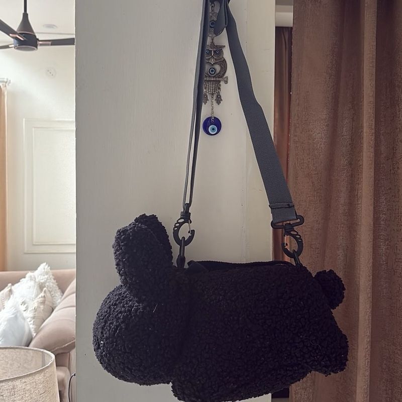 Cute Black Teddy Bear Crossbody Bag