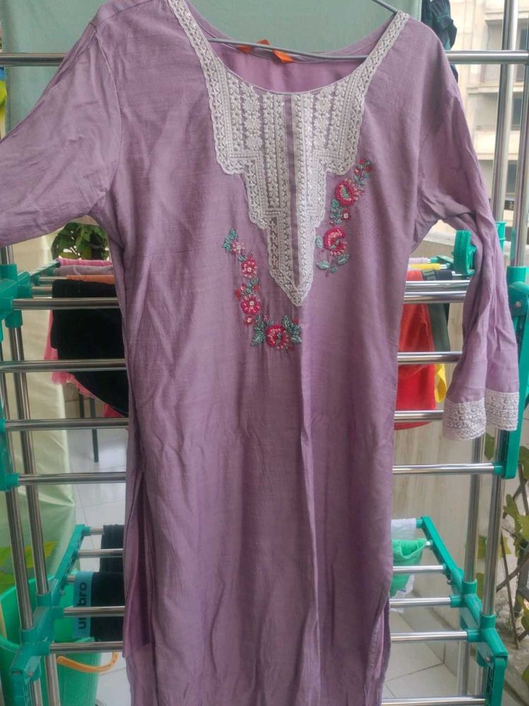 Purple Embroidered Kurta set