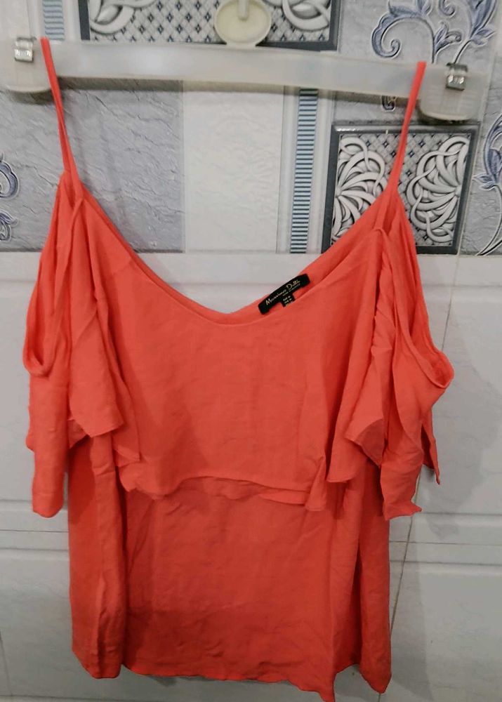 Coral coloured chic and elegant top