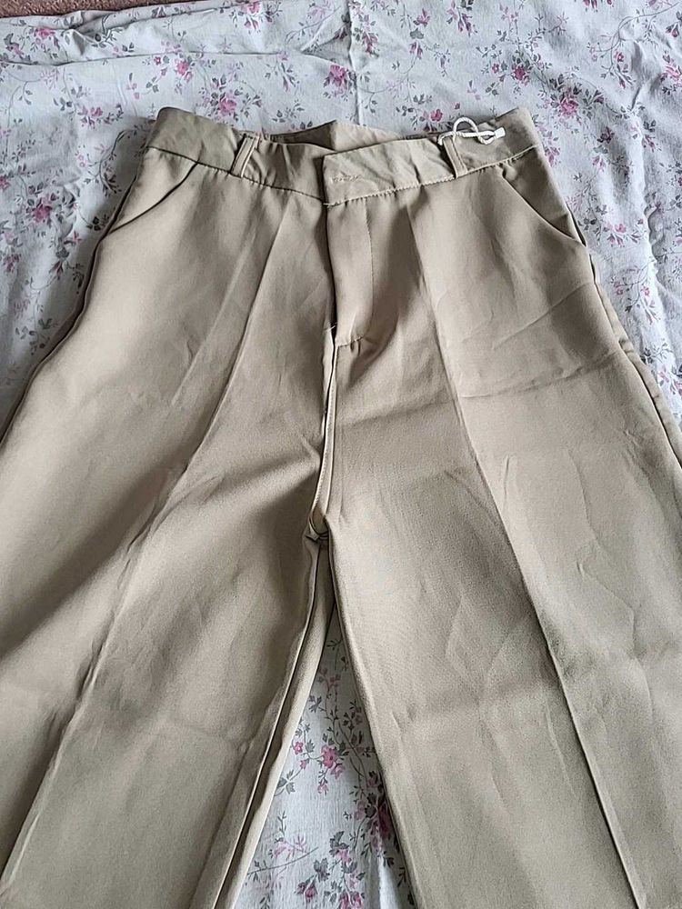 Classic Beige Wide Leg Trousers