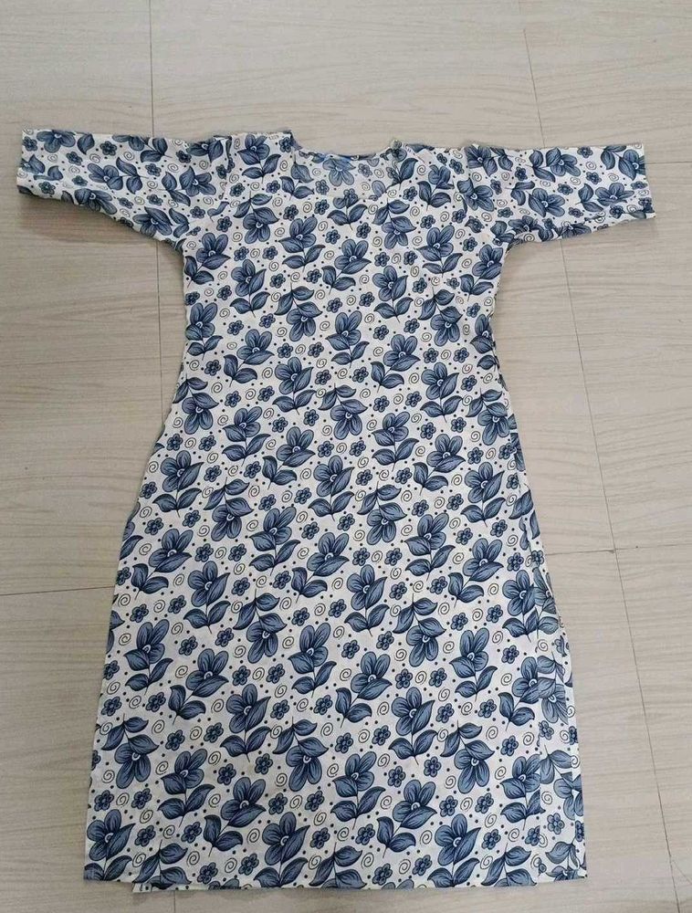 Blue Floral Print Kurta