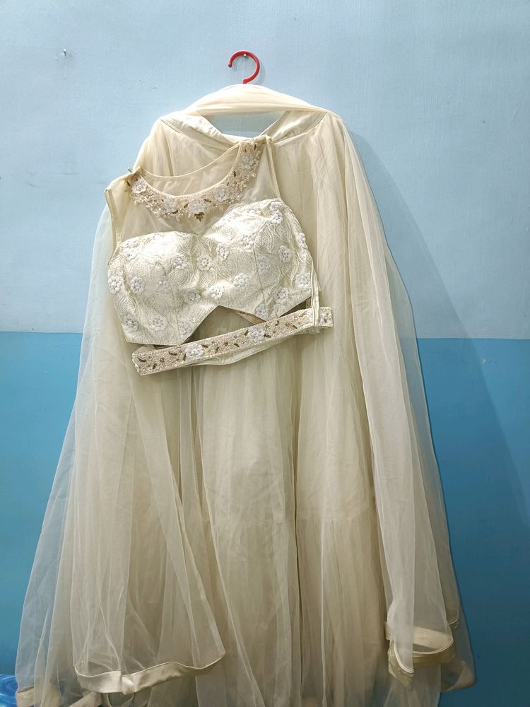 Cream Lehnga Choli Set (Price Drop)