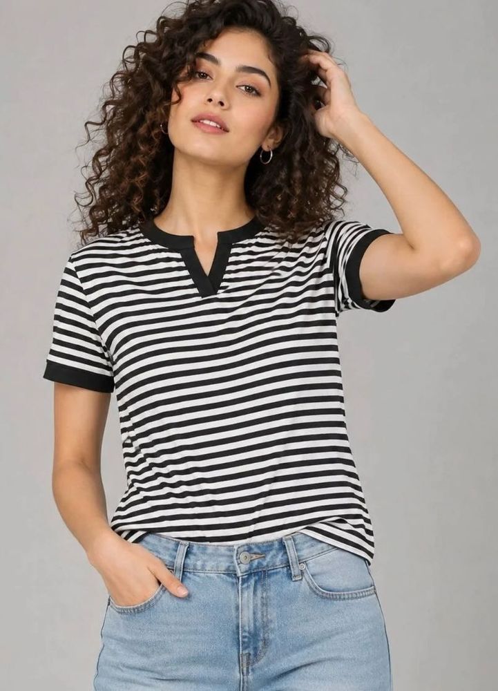 Striped V-Neck T-Shirt