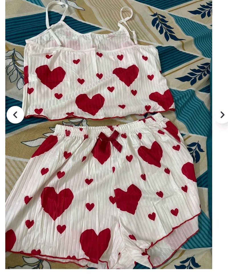 Cute Heart Print Pajama Set